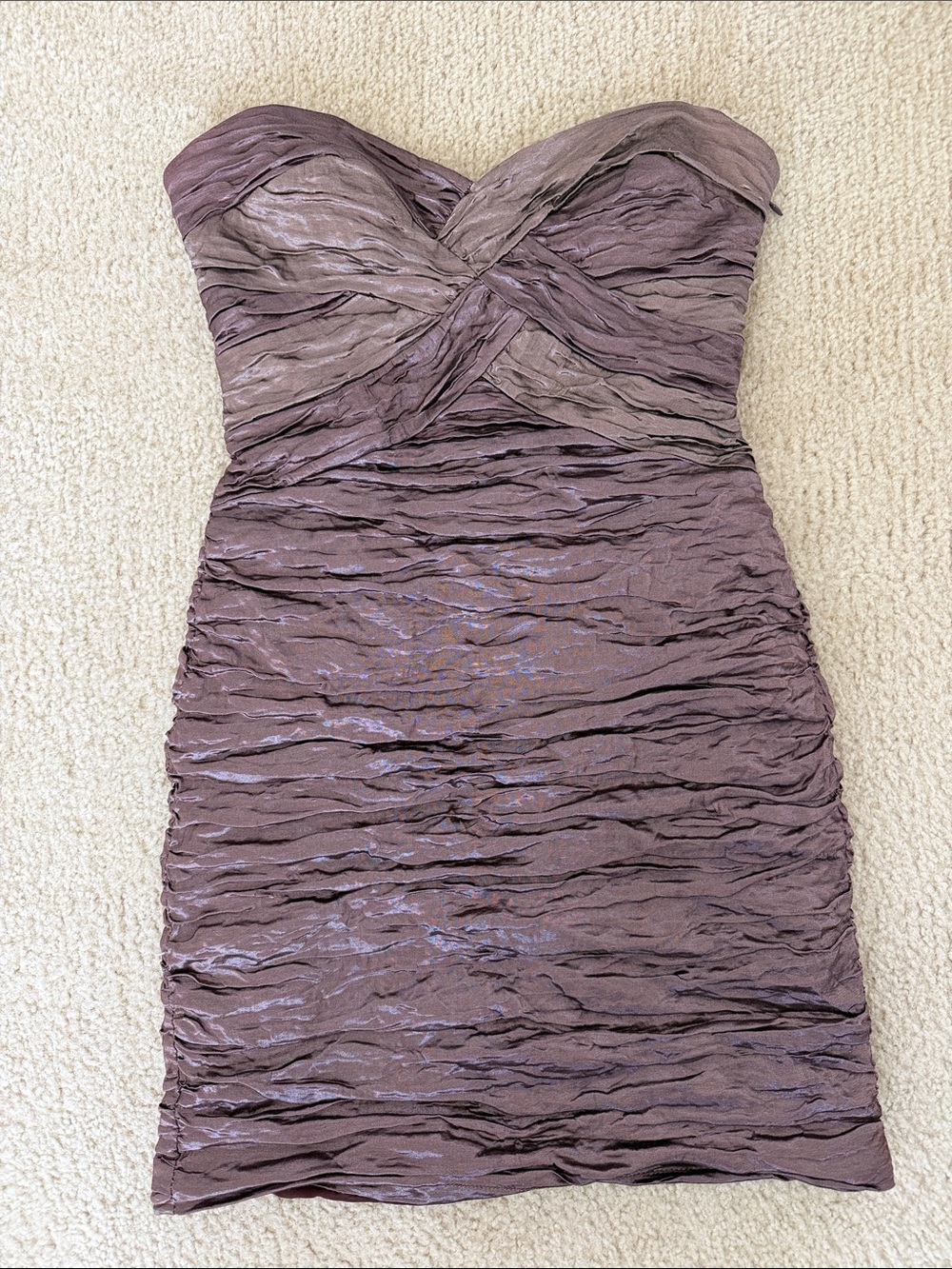 BCBGMaxAzria Strapless Ruched Cocktail Dress in Mauve